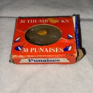 Vintage retro Antique Buffalo Thumb tacks box empty fair condition